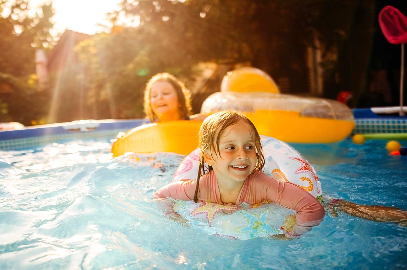 Kids playing in swimming pool