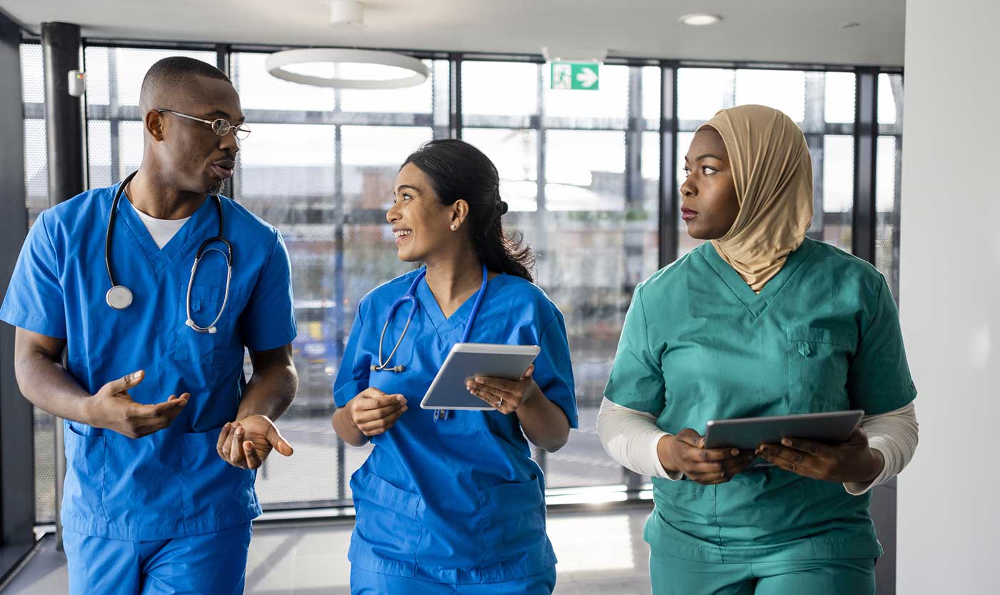 Group of doctors wearing scrubs