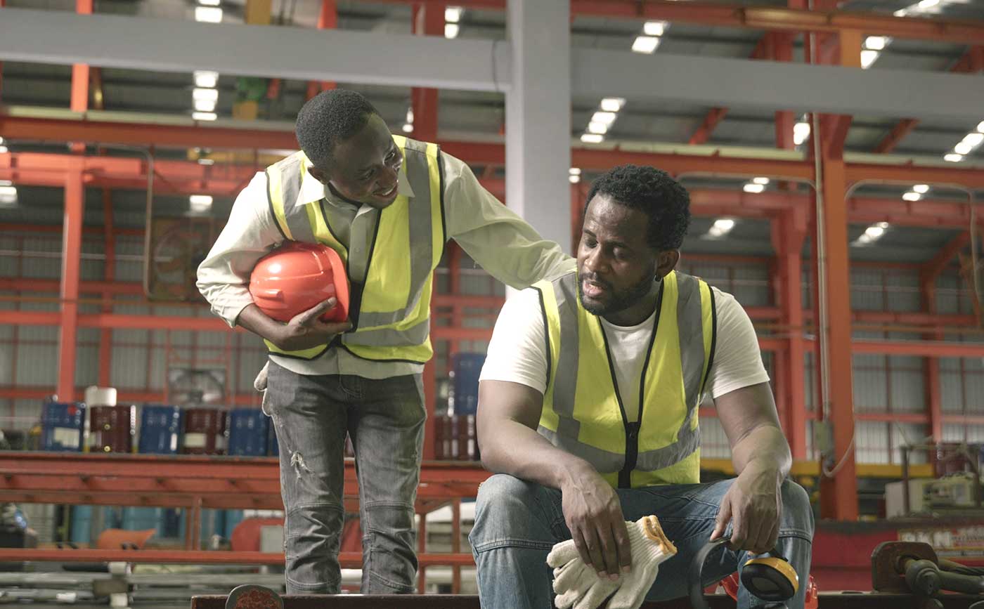 Worker taking a break for heat exhaustion