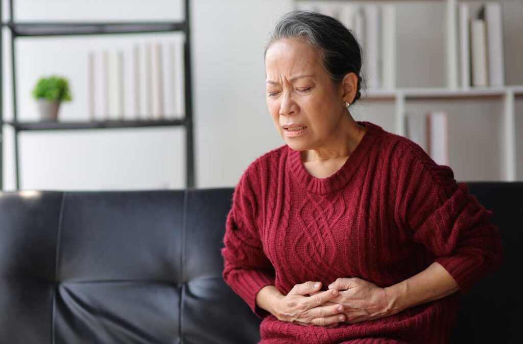 woman having stomach pains